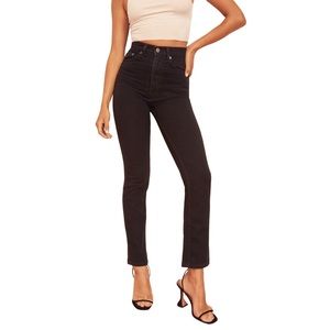 NWT REFORMATION Liza Ultra High Rise Straight Leg Jeans in Black Sz 31